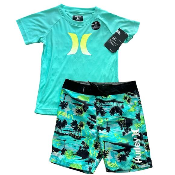 HURLEY BOYS Rash Guard Swim Set 5 NWT - Picture 1 of 8